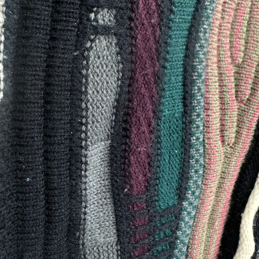 VTG 90s Textured Sweater Mens Lg Multicolor Acrylic Knit Pullover Bold Abstract - Picture 8 of 15